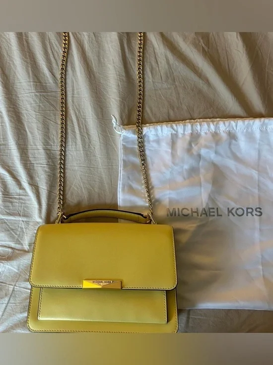 Michael Kors Yellow Leather Chain-Strap Crossbody - Picture 2 of 6